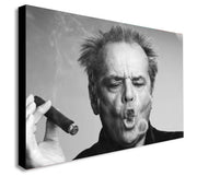 Jack Nicholson Smoking - Canvas Wall Art Framed Print - Various Sizes
