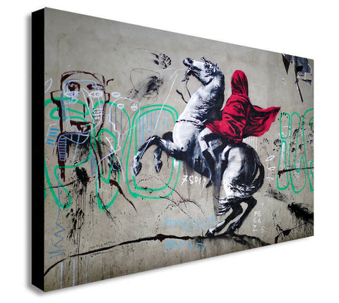 Banksy Napoleon Crossing The Alps - CANVAS WALL ART Framed Print - Various Sizes