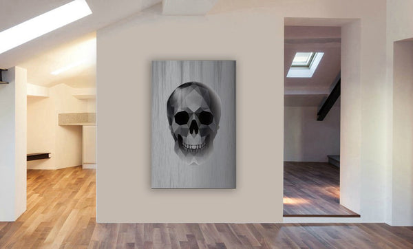 Skull - Geometric Abstract Modern Canvas Wall Art Framed Print - Various Sizes