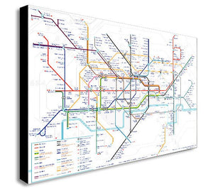 London Underground Map - Canvas Wall Art Framed Print - Various Sizes