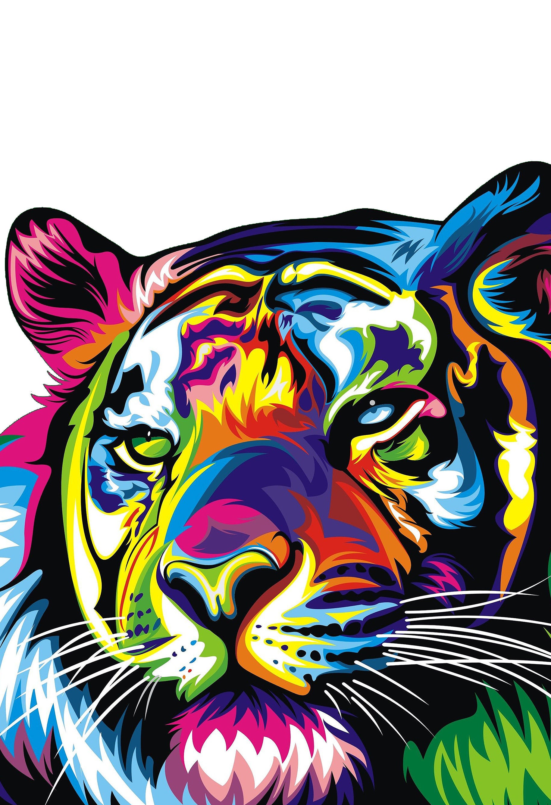 Tiger Abstract Pop Art Canvas Wall Art Framed Print - Various Sizes