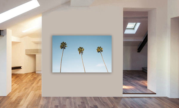 Three Palm Trees -  Canvas Wall Art Framed Print - Various Sizes