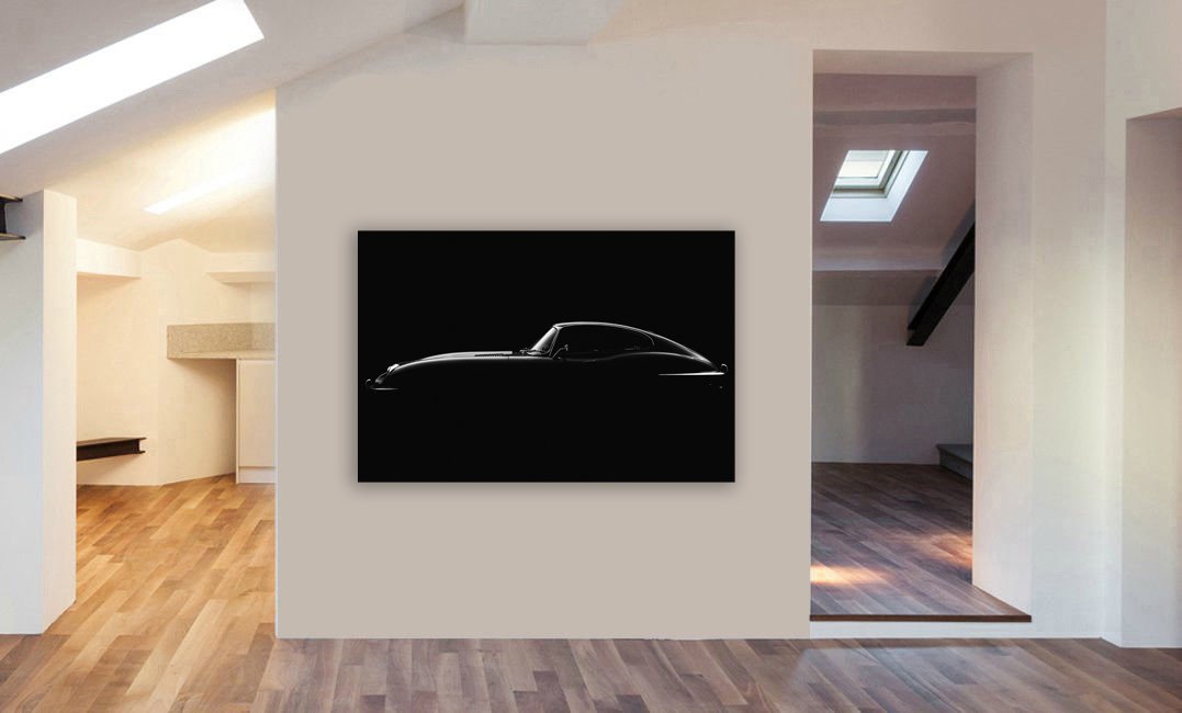 Jaguar E Type Silhouette  - Canvas Wall Framed Art Print - Various Sizes