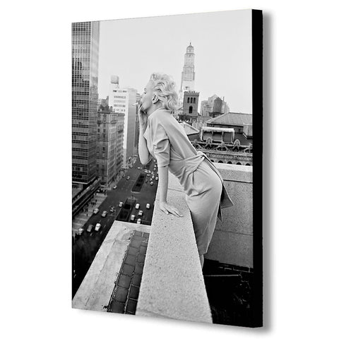 Marilyn Monroe Smoking - New York - Canvas Wall Art Framed Print - Various Sizes