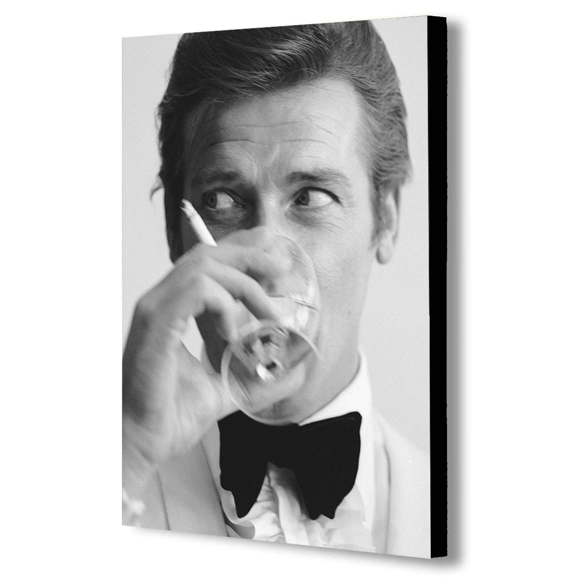 Roger Moore - James Bond - Canvas Wall Art Framed Print - Various Sizes