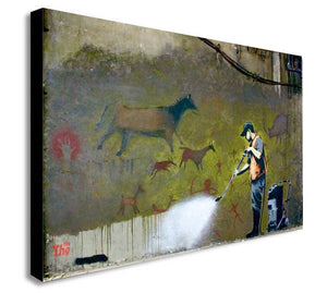 BANKSY - Power Washer - Canvas Wall Art Framed Print - Various Sizes