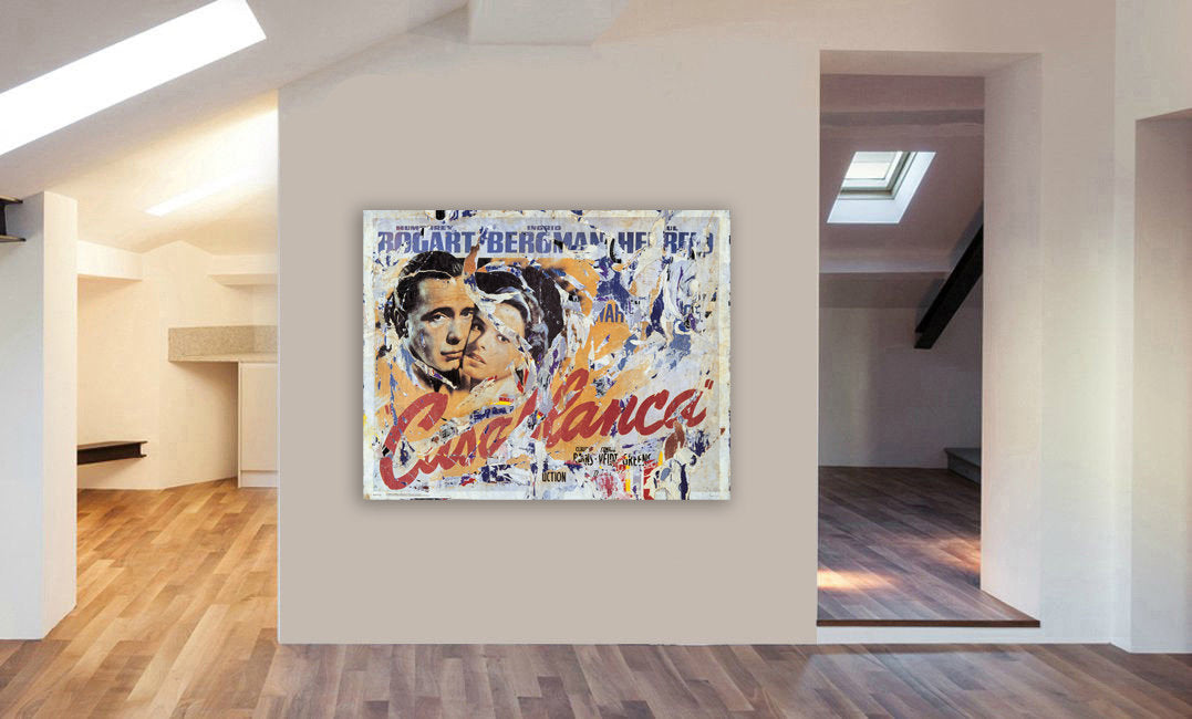 Casablanca - Classic Movie - Distressed - Canvas Wall Art Framed Print - Various Sizes