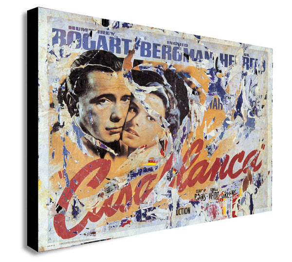 Casablanca - Classic Movie - Distressed - Canvas Wall Art Framed Print - Various Sizes