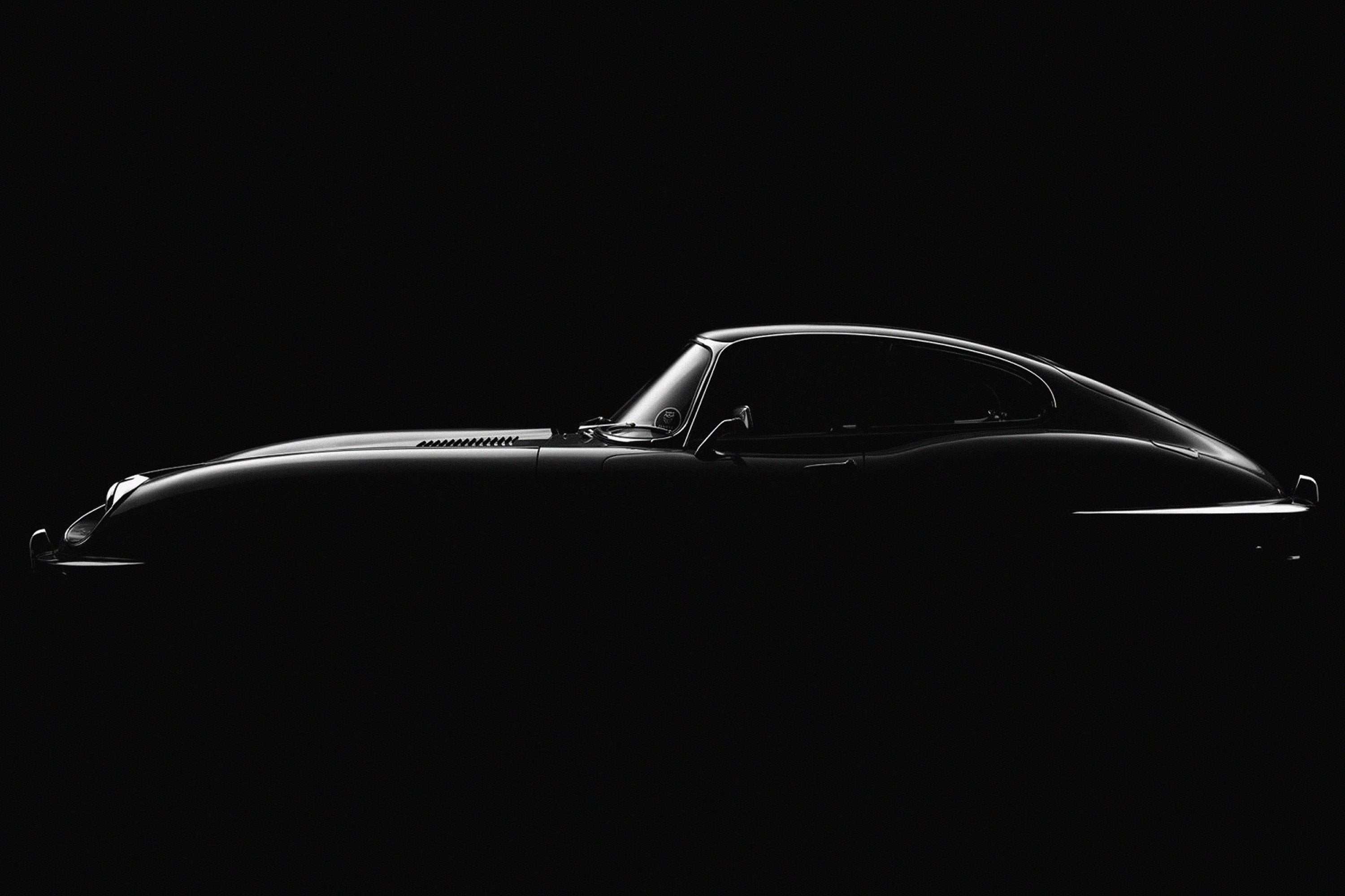 Jaguar E Type Silhouette  - Canvas Wall Framed Art Print - Various Sizes