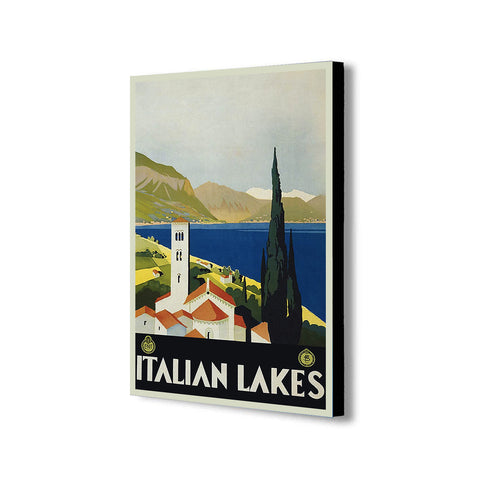Italian Lakes - Vintage - Canvas Wall Art Framed Print - Various Sizes