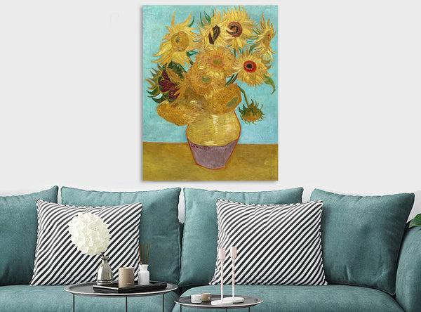 Vincent van Gogh - Vase with Twelve Sunflowers - Canvas Wall Art Framed Print -Various Sizes