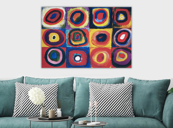 Squares with Concentric Circles By Kandinsky - Canvas Wall Art Framed Print - Various Sizes