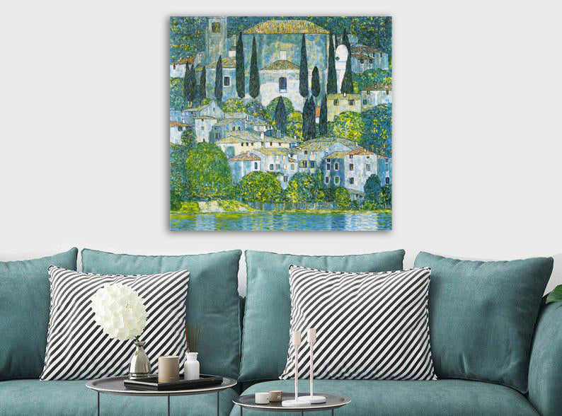 Gustav Klimt's Kirche in Cassone (1914) - Framed Canvas Wall Art Print - Various Sizes