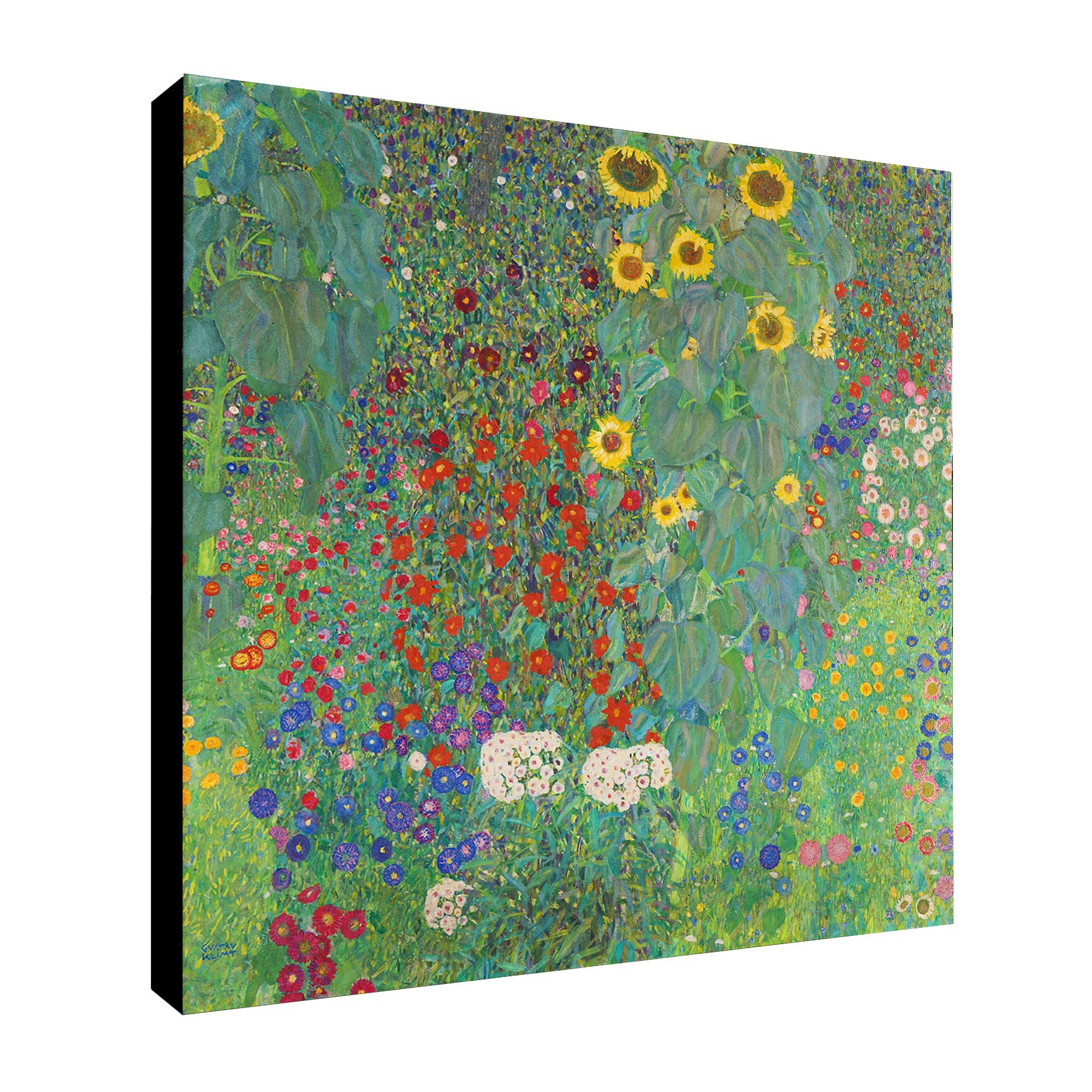 Gustav Klimt Farm Garden with Sunflowers - Framed Canvas Wall Art Print - Various Sizes