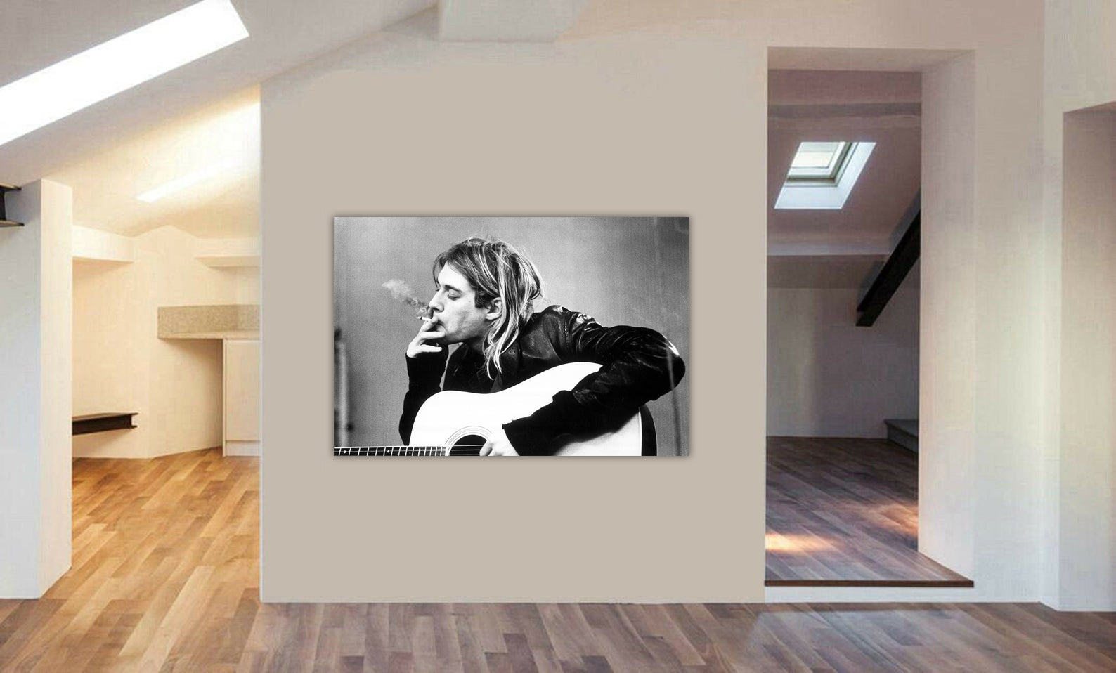 Kurt Cobain Smoking - Nirvana Rock Band - Canvas Wall Art Print - Various Sizes