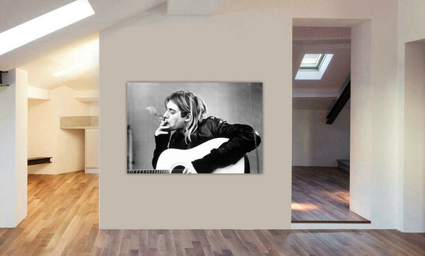 Kurt Cobain Smoking - Nirvana Rock Band - Canvas Wall Art Print - Various Sizes