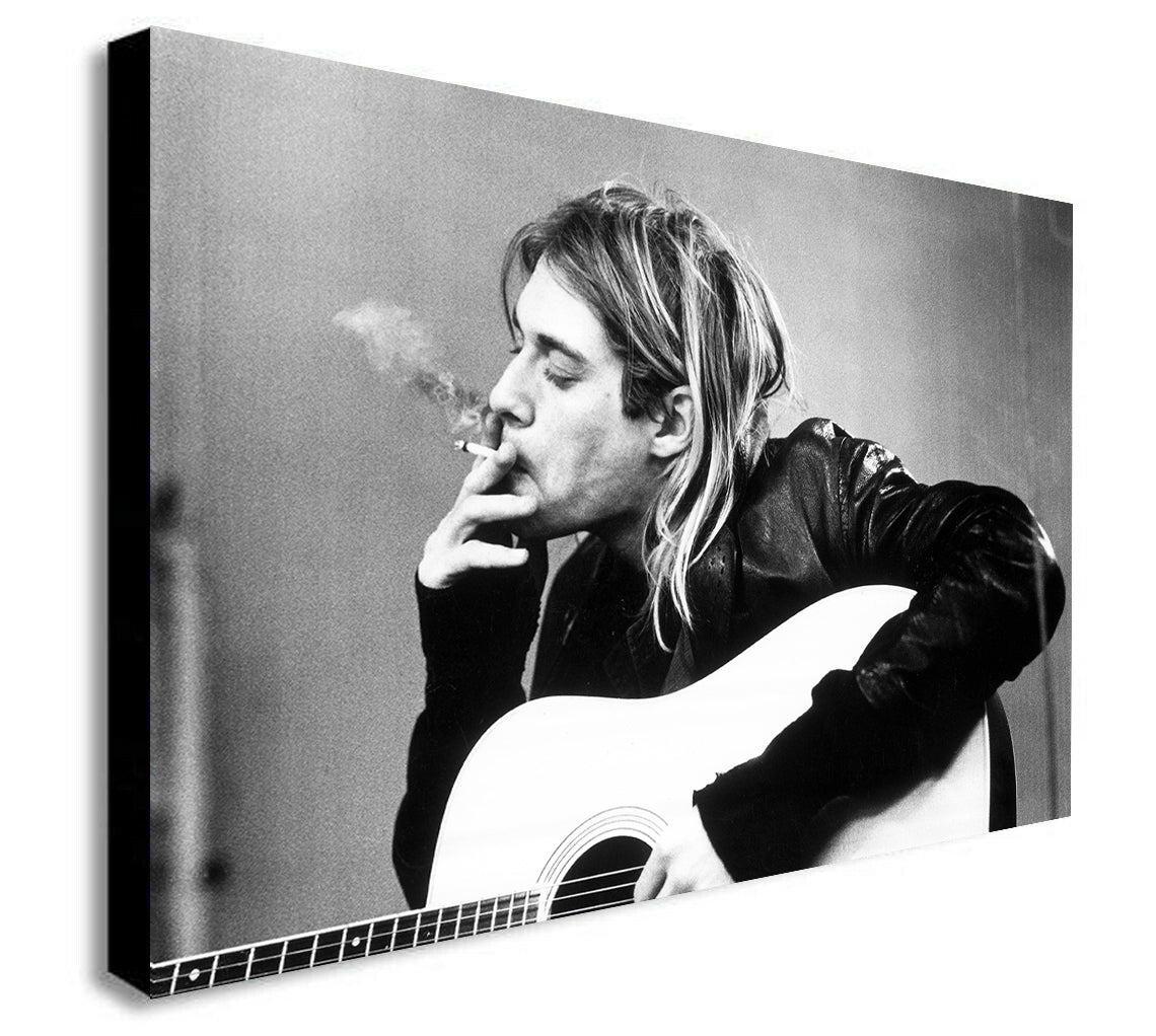 Kurt Cobain Smoking - Nirvana Rock Band - Canvas Wall Art Print - Various Sizes