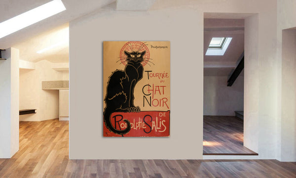 Le Chat Noir French Vintage - Canvas Wall Art Framed Print - Various Sizes