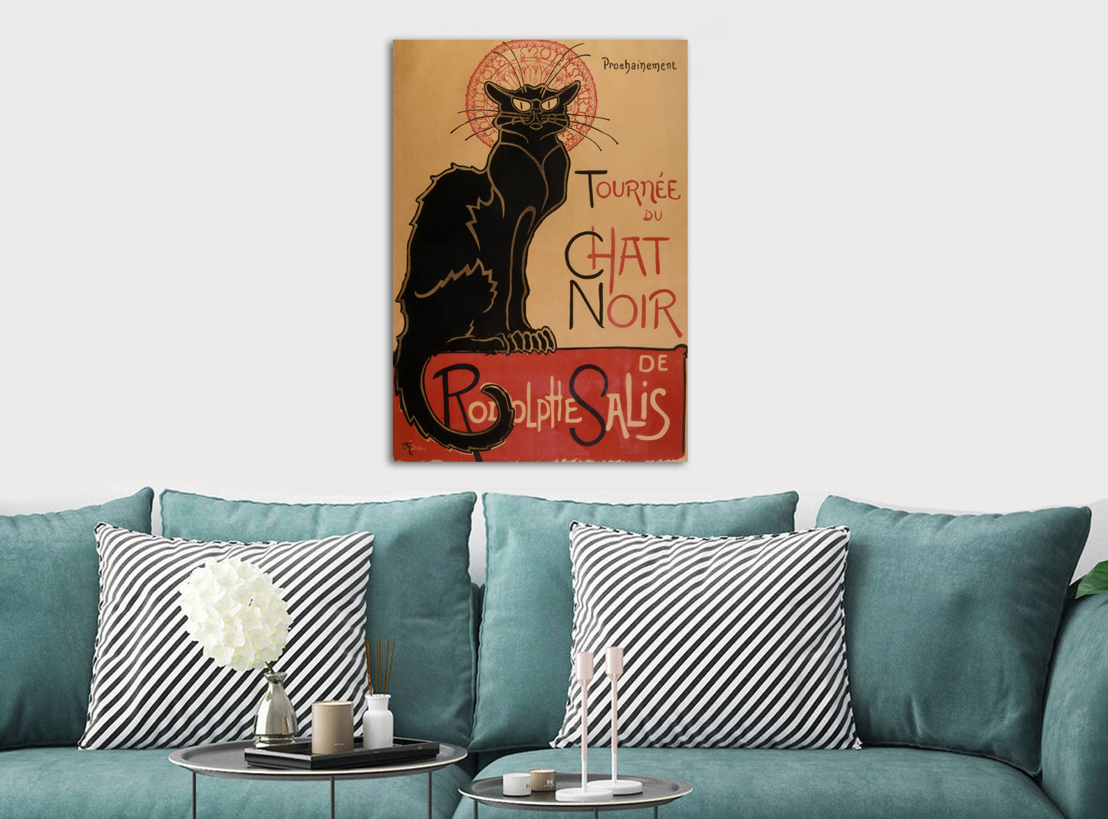 Le Chat Noir French Vintage - Canvas Wall Art Framed Print - Various Sizes