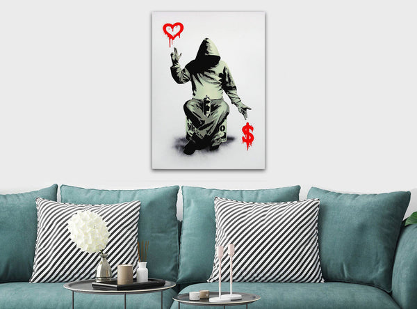 Banksy - Love And Money - Canvas Wall Art Framed Print - Various Sizes