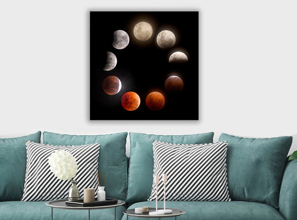 The Moon Lunar Eclipse - Canvas Framed Wall Art Print - Various Sizes