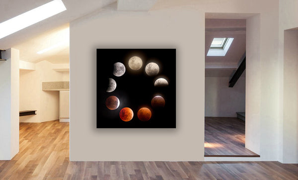 The Moon Lunar Eclipse - Canvas Framed Wall Art Print - Various Sizes