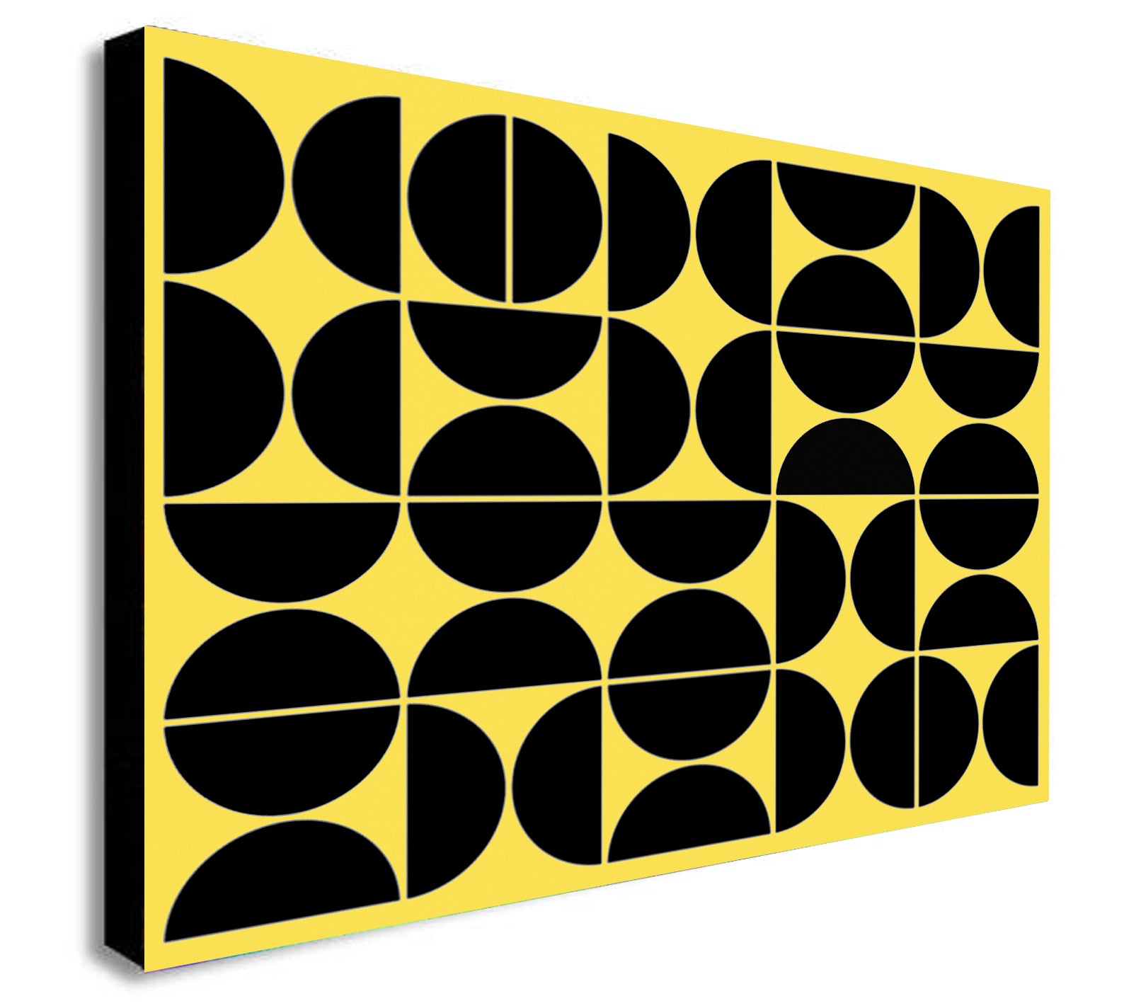 Geometric Yellow Mid Century - Canvas Wall Art Framed Print - Various Sizes