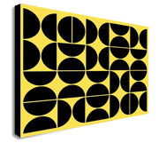 Geometric Yellow Mid Century - Canvas Wall Art Framed Print - Various Sizes