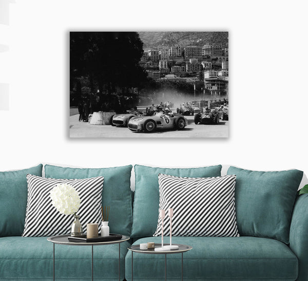 Vintage Monaco Grand Prix - Canvas Wall Art Framed Print Various Sizes