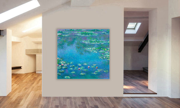 Water Lilies by Claude Monet - Framed Canvas Wall Art Print - Various Sizes