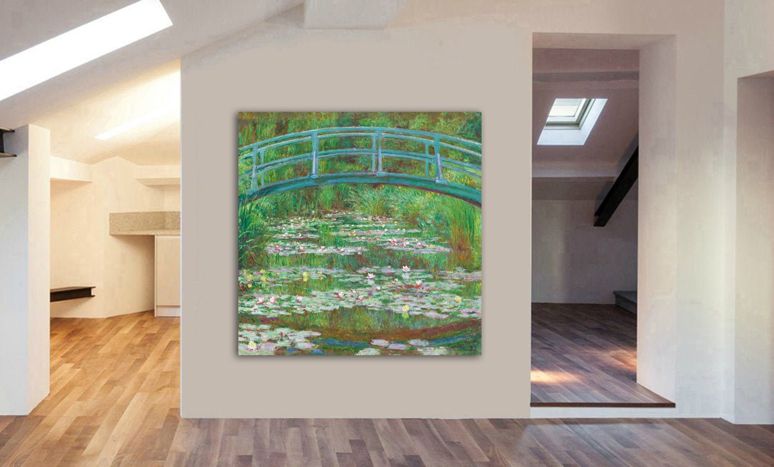 The Japanese Foot Bridge by Claude Monet  - Framed Canvas Wall Art Print - Various Sizes
