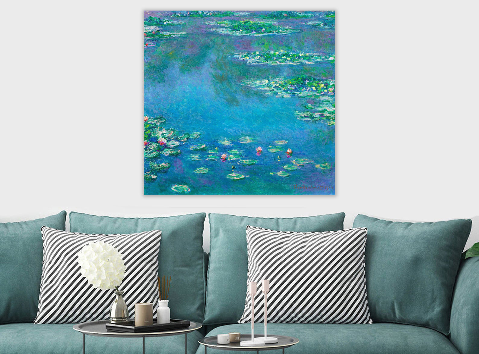 Water Lilies by Claude Monet - Framed Canvas Wall Art Print - Various Sizes