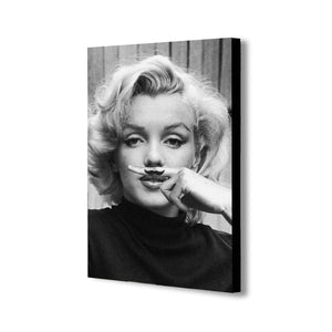 Marilyn Monroe - Moustache - Canvas Wall Art Framed Print - Various Sizes