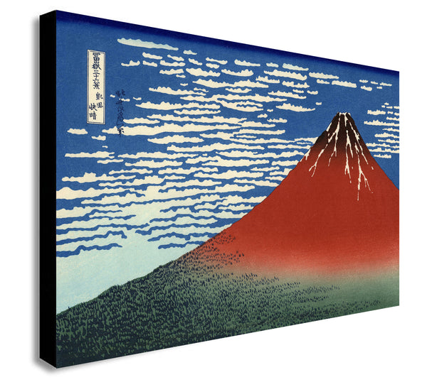 Red Fuji (Fine Wind, Clear Morning) by Katsushika Hokusai - Japanese Canvas Wall Art Framed Print - Various Sizes
