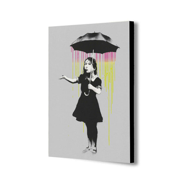 Banksy Nola - Umbrella Rain - Canvas Wall Art Framed Print- Various Sizes