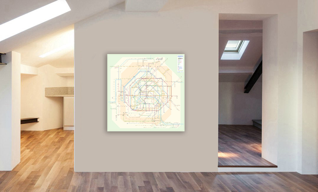 Paris Underground Metro Map - Canvas Wall Art Framed Print - Various Sizes