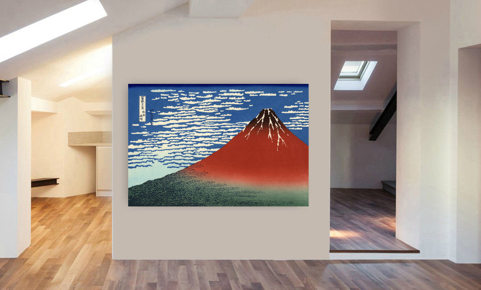 Red Fuji (Fine Wind, Clear Morning) by Katsushika Hokusai - Japanese Canvas Wall Art Framed Print - Various Sizes