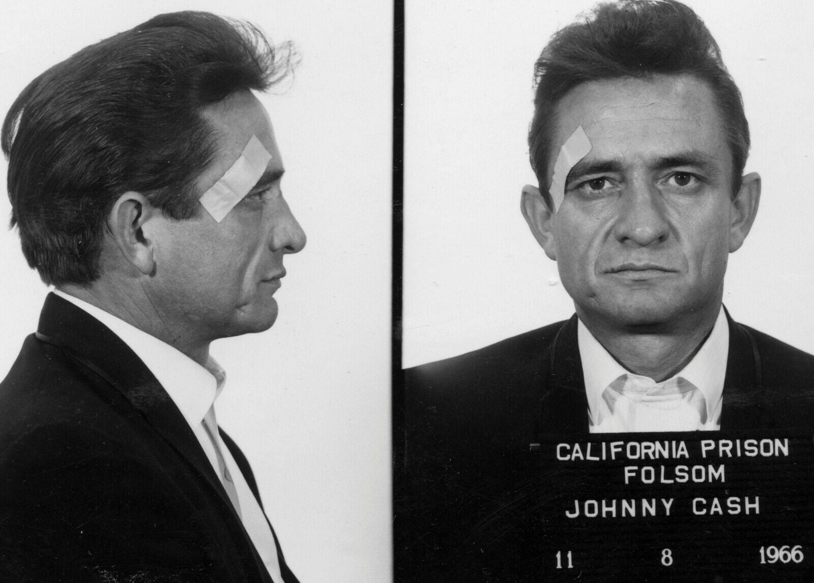 Johnny Cash Police Mugshot - Canvas Wall Art Framed Print - Various Sizes