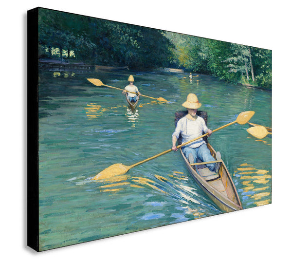 Skiffs by Gustave Caillebotte- Canvas Wall Art Framed Print - Various Sizes