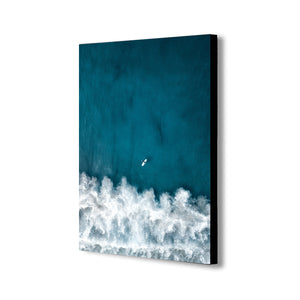Ocean Solo Surfer - Canvas Wall Art Framed Print. Various Sizes