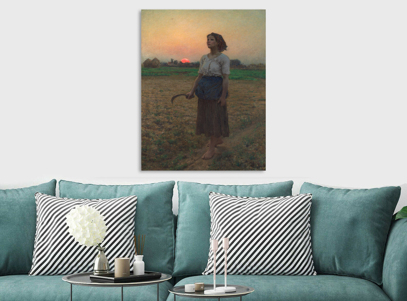 The Song of the Lark by Jules Adolphe Breton - Canvas Wall Art Framed Print - Various Sizes