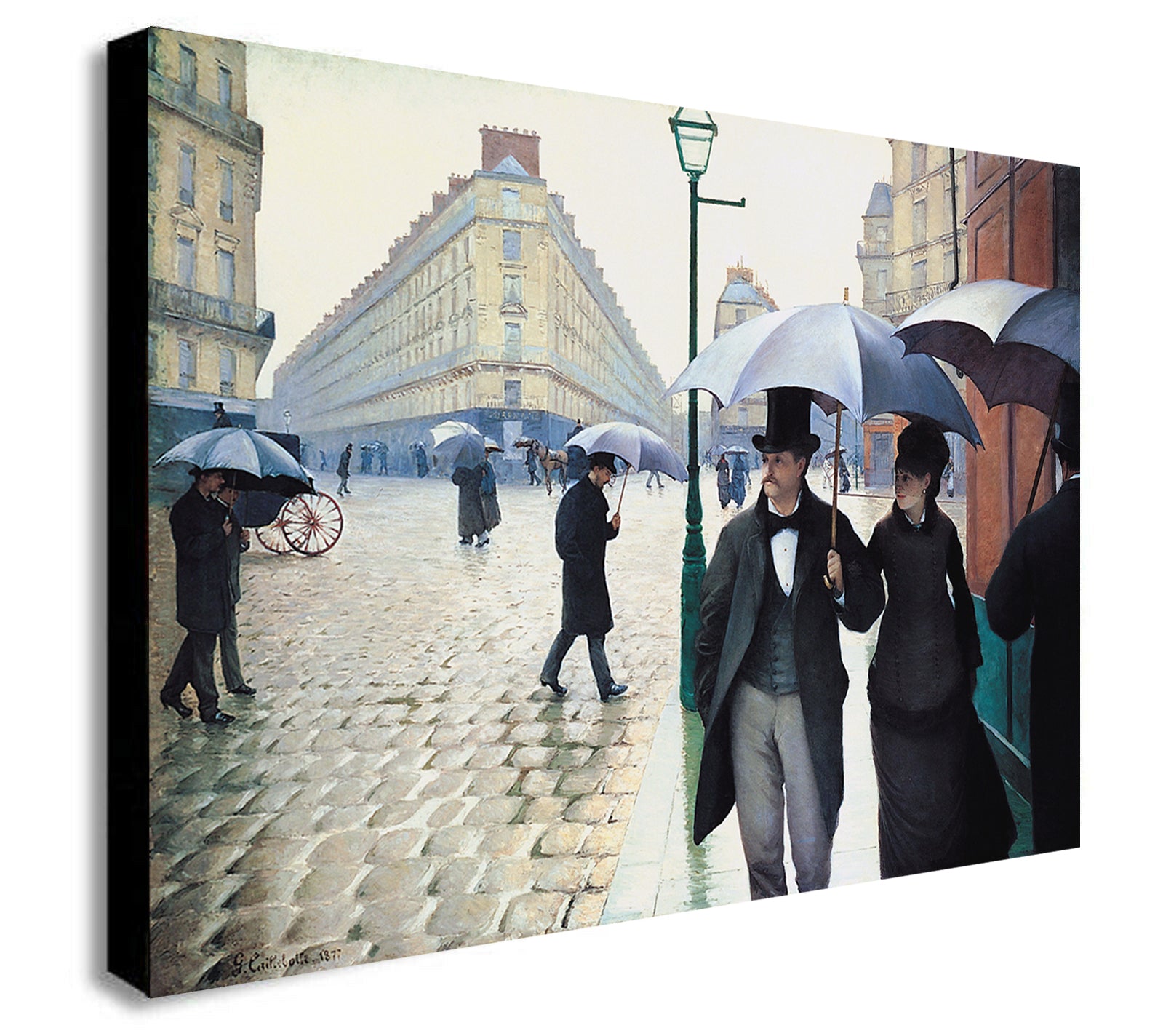 Paris Street Rainy Day by Gustave Caillebotte - Canvas Wall Art Framed Print - Various Sizes