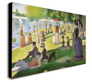 A Sunday on La Grande Jatt by Georges Seurat - Canvas Wall Art Framed  Print -Various Sizes