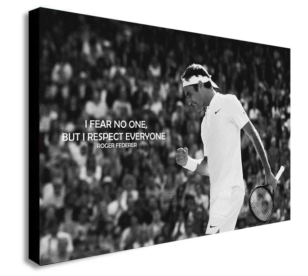 Roger Federer - I Fear No One - Canvas Wall Art Framed Print. Various Sizes