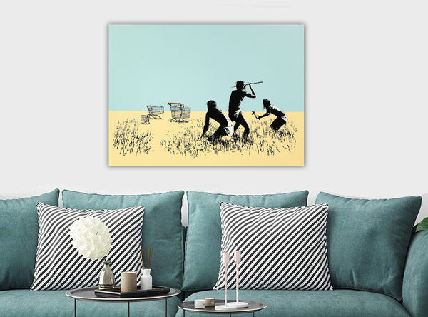 Banksy - Trolley Hunters - Canvas Wall Art Print - Various Sizes