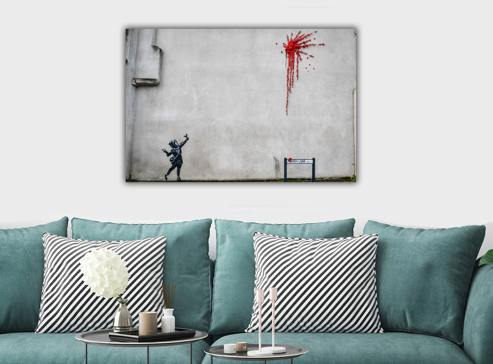 BANKSY - Valentine - Canvas Wall Art Framed Print - Various Sizes