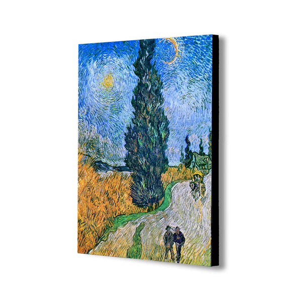 Road with Cypress and Star by Vincent van Gogh - Canvas Wall Art Framed  Print -Various Sizes