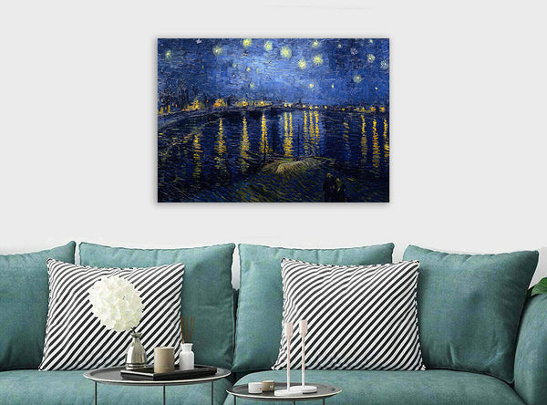 Van Gogh - Starry Night Over the Rhone Canvas Wall Art Framed Print -Various Sizes