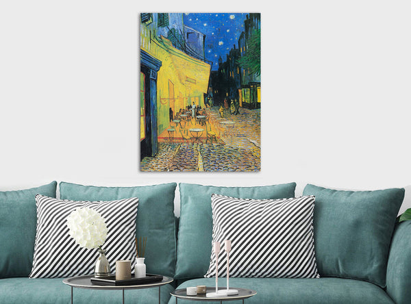 Café Terrace at Night by Vincent Van Gogh - Canvas Wall Art Framed Print - Various Sizes