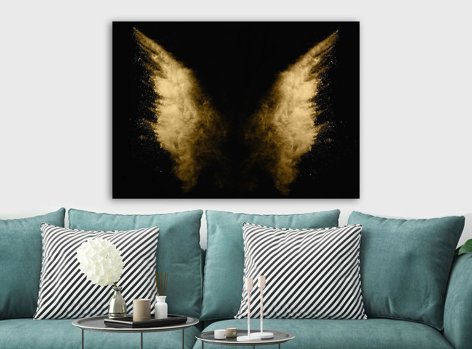Powder Angel Wings Banksy Style - Canvas Wall Art Framed Print - Various Sizes